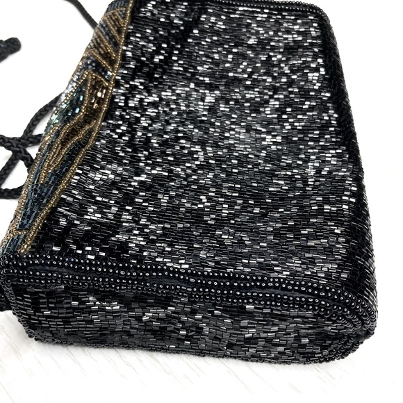 Talbots Sparkly Black Beaded Mini Crossbody Bag - Picture 3 of 12